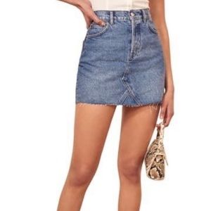 Reformation high waist mini denim skirt